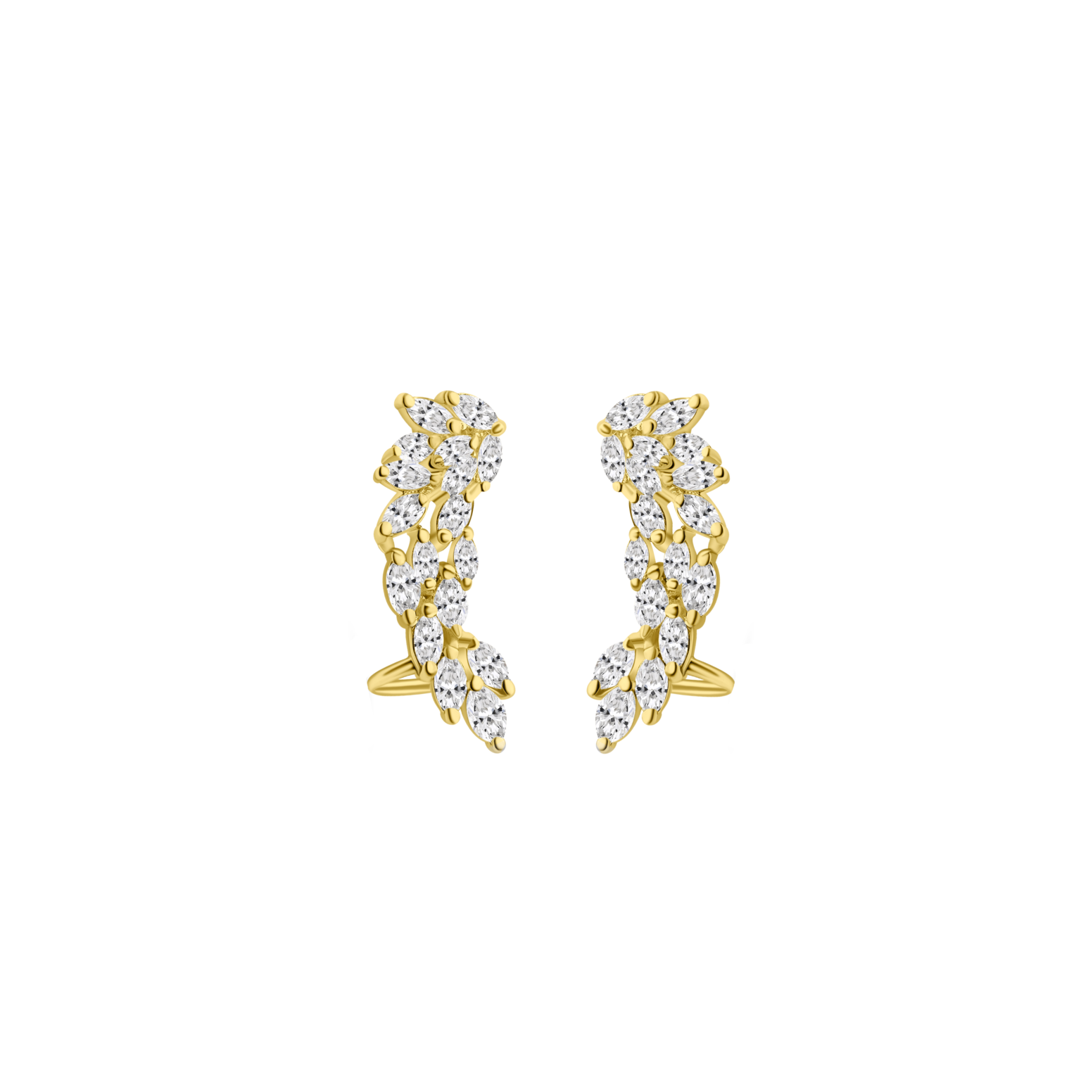 Angel Wings Climber Earrings | Pear Cut | Yellow Gold