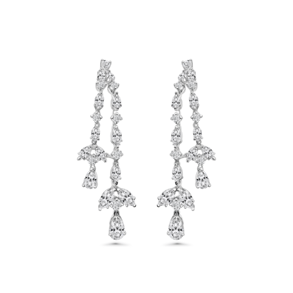Pear Marquise Drops Earrings | Pear & Marquise Cut | Pavé Setting 1.5 mm | White Gold