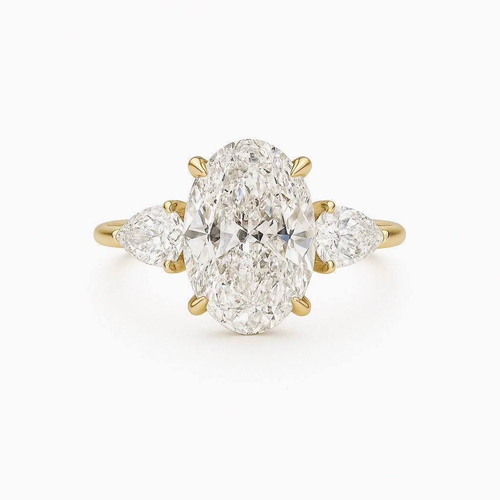 The Medici Lucia Oval & Pear Side Stone Ring - Image 2