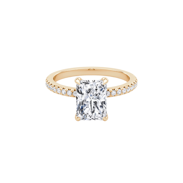The Medici Allegra | 3 carats Emerald Cut | Pavé band of 1.5 mm | Rose Gold