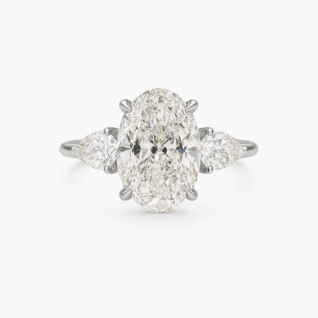 The Medici Lucia Oval & Pear Side Stone Ring - Image 3