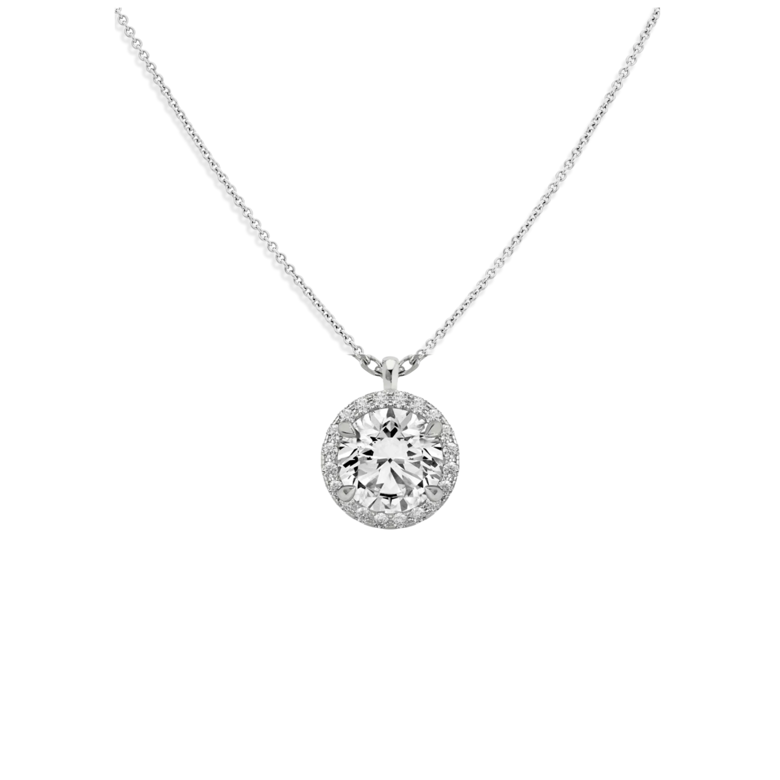Medici Halo Necklace | Round Cut |  White Gold
