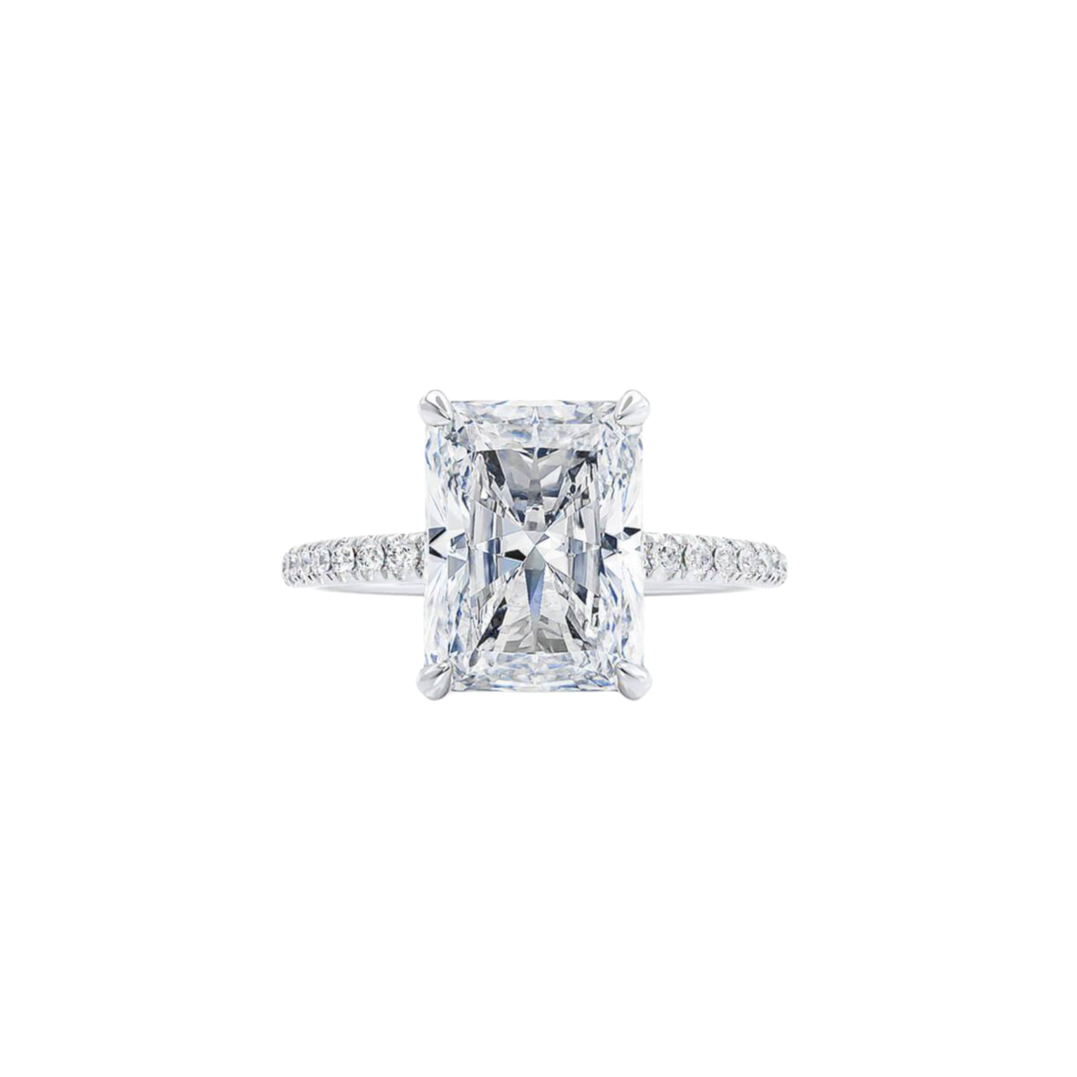 The Francesca Ring | 4 carats Cushion Cut Elongated | 1.5 mm pavé setting | White Gold