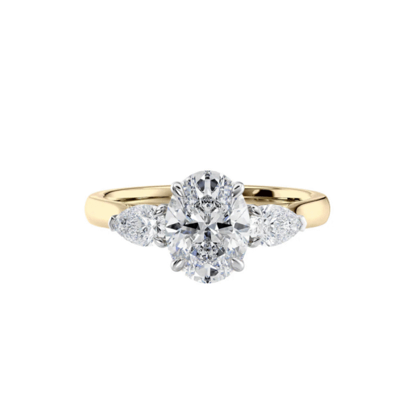 The Lucia | 2 carats Oval Cut & Pear Side Stone | Rose Gold - Image 3