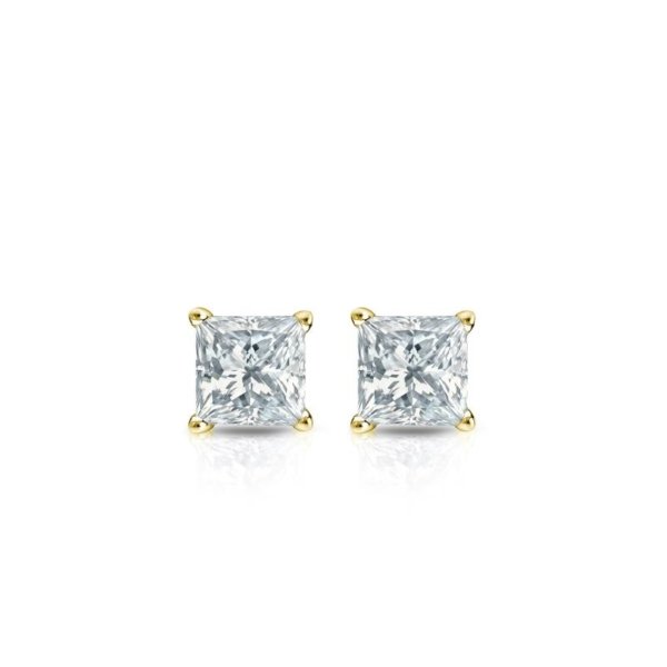 Medici Princess Studs | 1,5 carats Princess Cut Earrings | Yellow Gold - Image 3