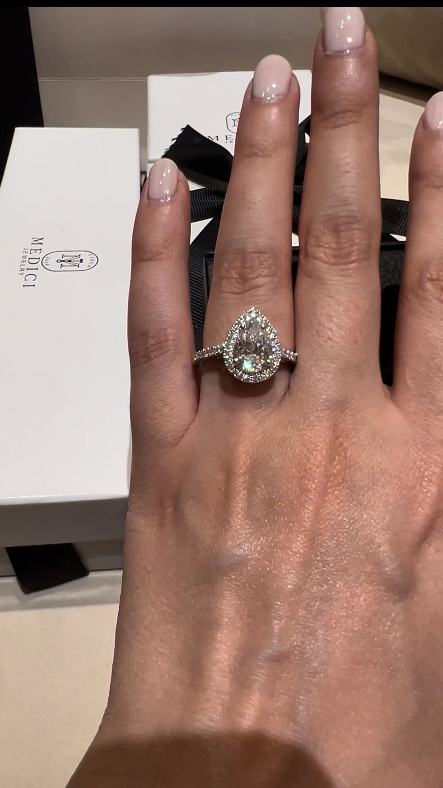 The Medici Giulia Pear Halo & Pavé Ring
