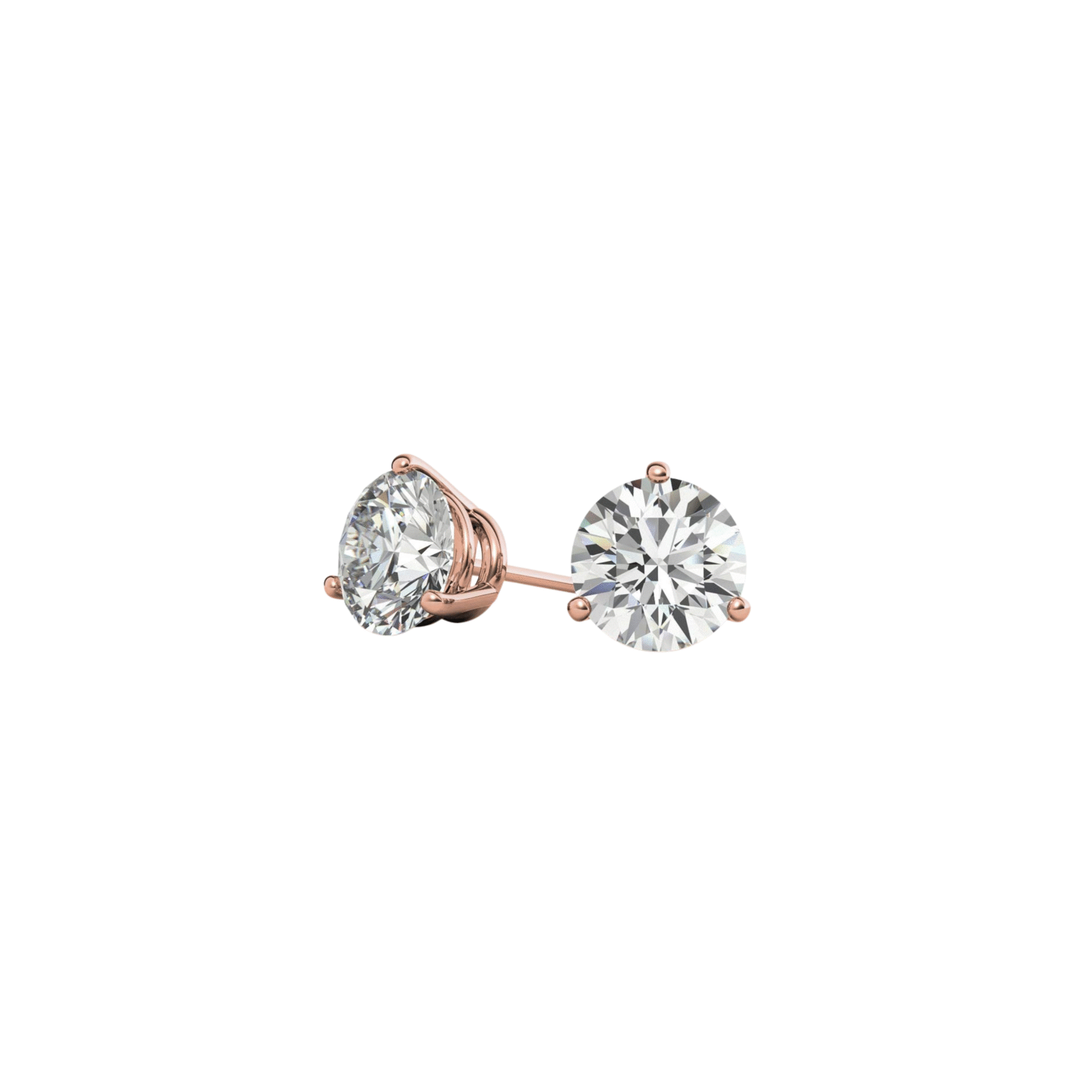 Medici 3 Prongs Basket | 1 carat Studs Earrings | Round Cut | Rose Gold