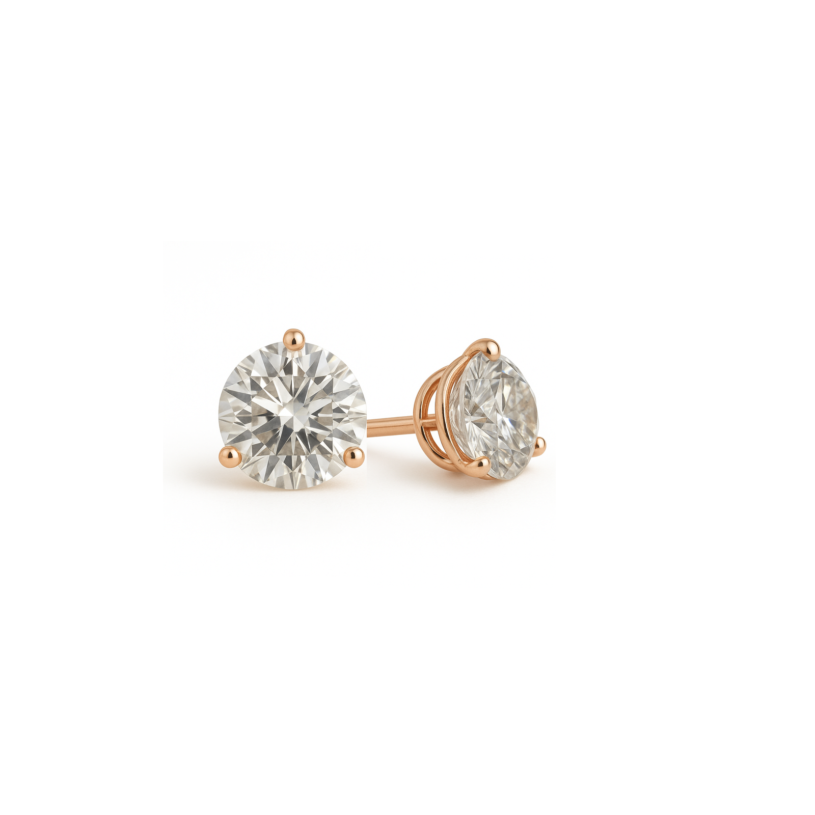 The Medici 3 Prong Round Basket Studs Earrings (1 ct)
