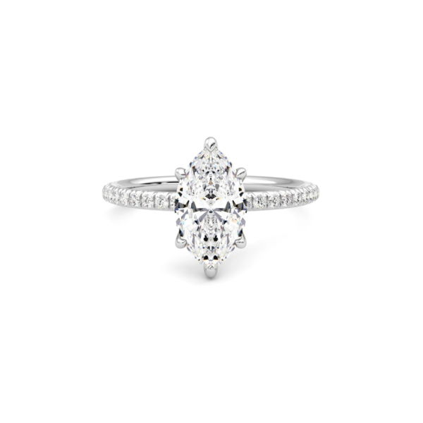 The Selena Ring | Marquise Cut | Pavé band of 1,5 mm | White Gold
