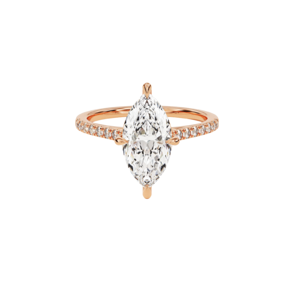 The Selena Ring | Marquise Cut | Pavé band of 1,5 mm | White Gold - Image 3