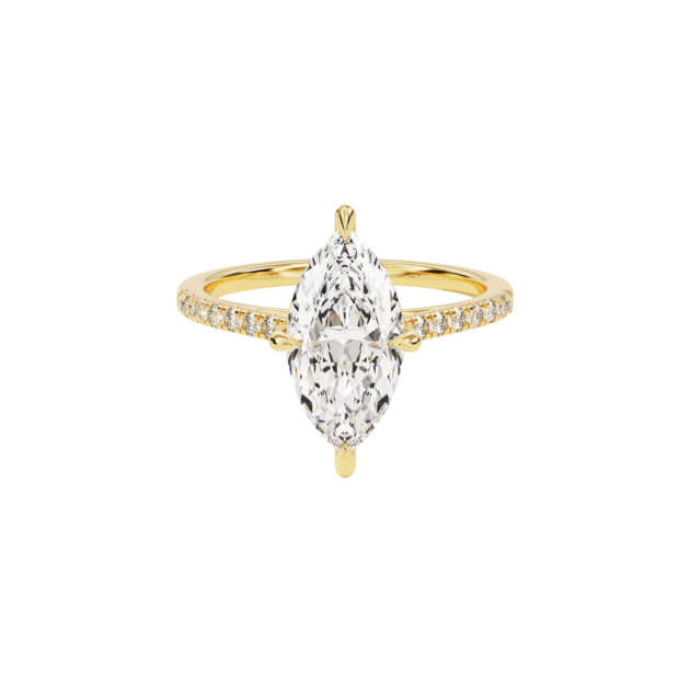 The Selena Ring | 2,03 carat Marquise Cut Pavé band of 1,5 mm | Yellow Gold