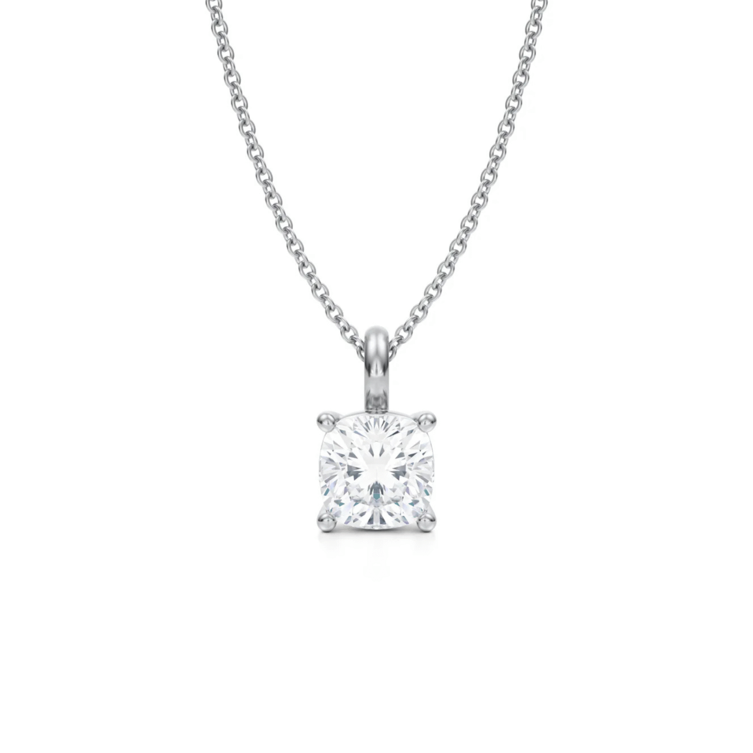 Medici Cushion Stud Necklace | 1,5 carats Cushion Cut | White Gold