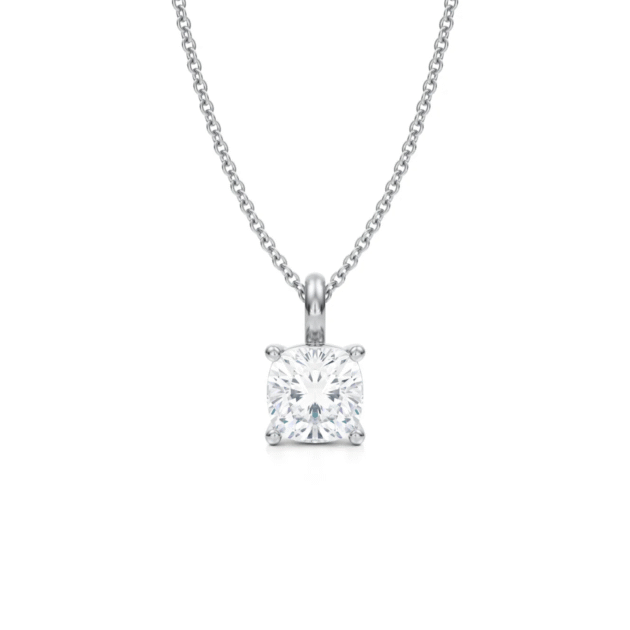 Medici Cushion Stud Necklace | 1,5 carats Cushion Cut | White Gold