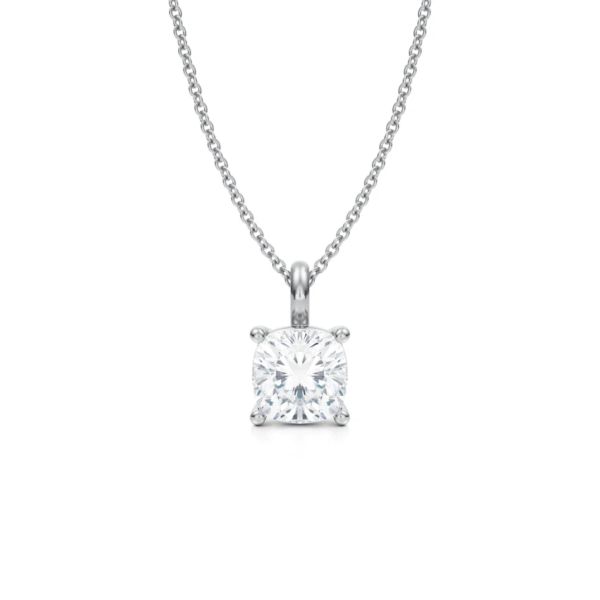 Medici Cushion Stud Necklace | 2 carats Cushion Cut | Yellow Gold - Image 3