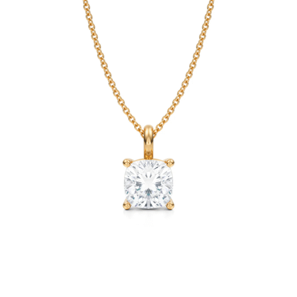 Medici Cushion Stud Necklace | 2 carats Cushion Cut | Yellow Gold