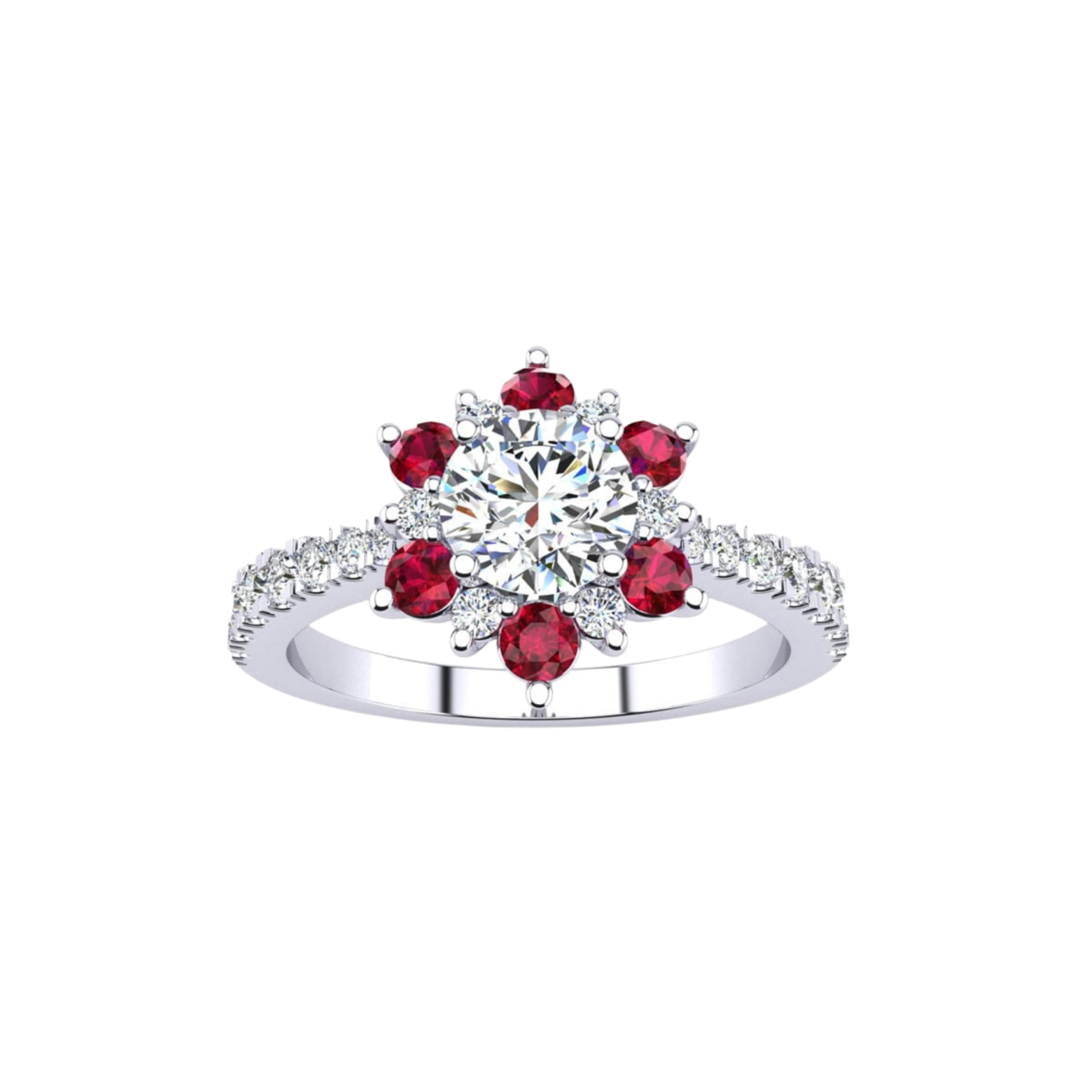 Ruby Bloom | Round Cut | White Gold