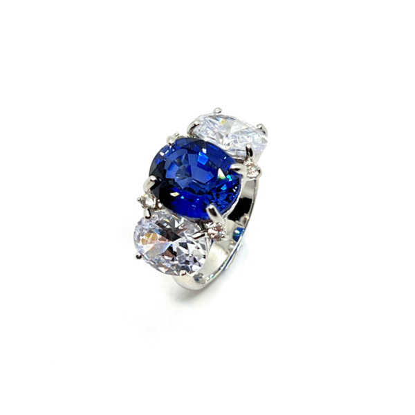 Alchemy Ring 2 carat Oval Natural Sapphire & Lab diamond White Gold