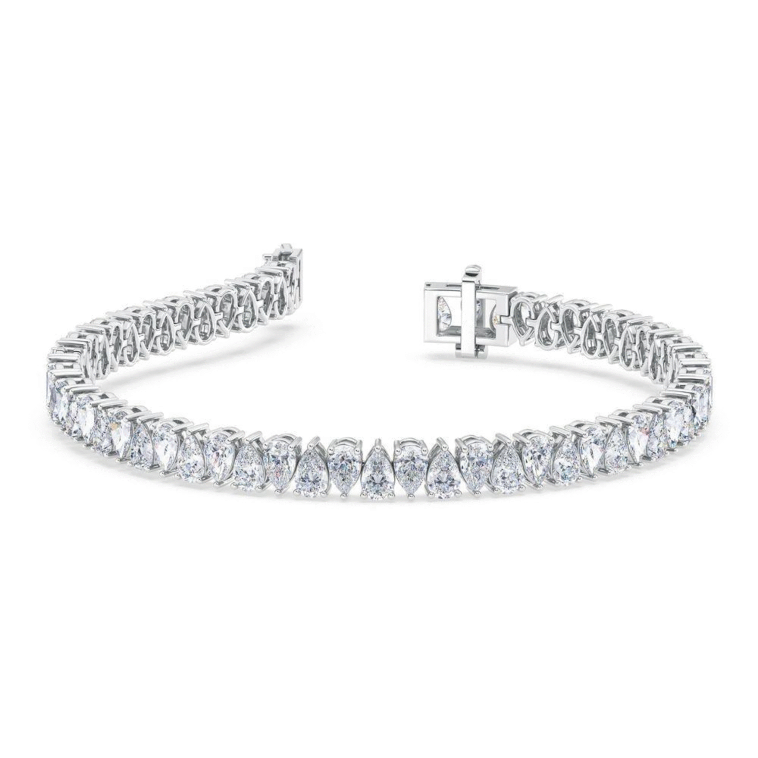 Pear Inverted Tennis Bracelet | Pear Cut | White Gold