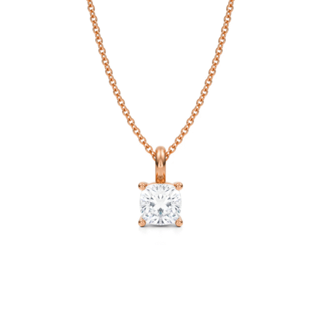 Medici Cushion Stud Necklace | 1 carat Cushion Cut | Rose Gold