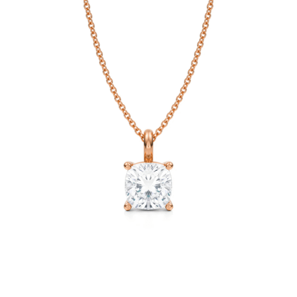 Medici Cushion Stud Necklace | 2 carats Cushion Cut | Yellow Gold - Image 2
