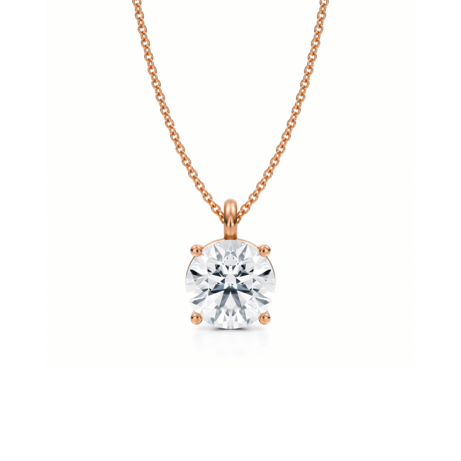 Medici Stud Necklace | 3 carat Round Cut | Rose Gold