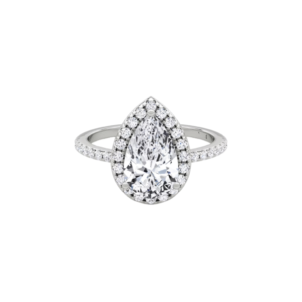 The Giulia Ring | 2 carats Pear Shape | Halo & pavé 1.5 mm | Yellow Gold - Image 5