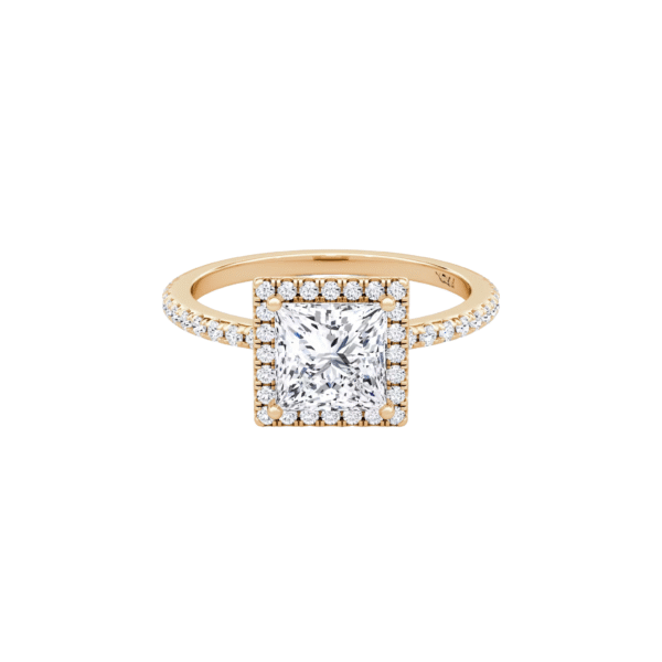 The Medici Halo Principessa Ring | 1,5 carats Princess Cut | Halo & Pavé 1.5 mm | White Gold - Image 5