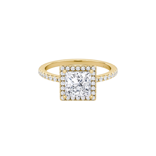 The Medici Halo Principessa Ring | 1,5 carats Princess Cut | Halo & Pavé 1.5 mm | White Gold - Image 4