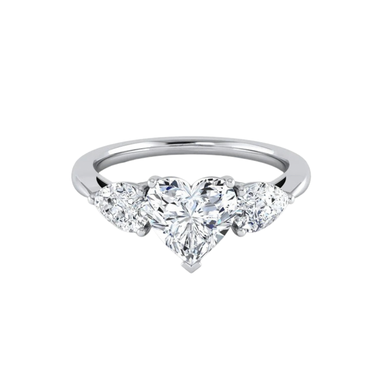 The Valentina Ring | 3 carats Heart Shaped & Pear Cut | White Gold