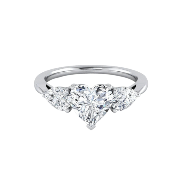 The Valentina Ring | 3 carats Heart Shaped & Pear Cut | White Gold