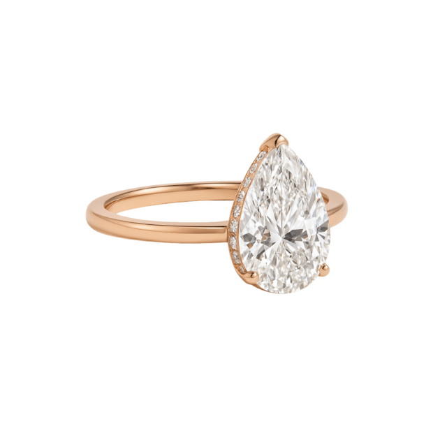 Amara Pear Cut Pavé Diamond Solitaire