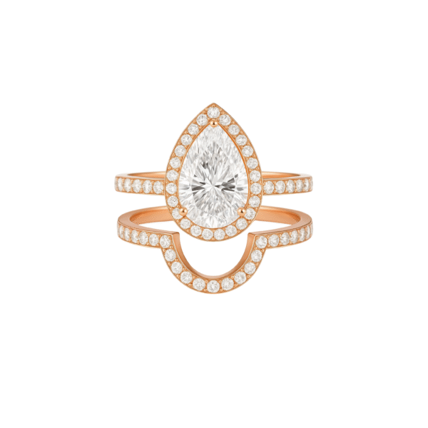 Medici Giulia Twin Set Pear Halo Engagement Ring with Matching Pavé Band - Image 2